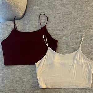Elegant Women's Camisole Top Set - Burgundy and Cream